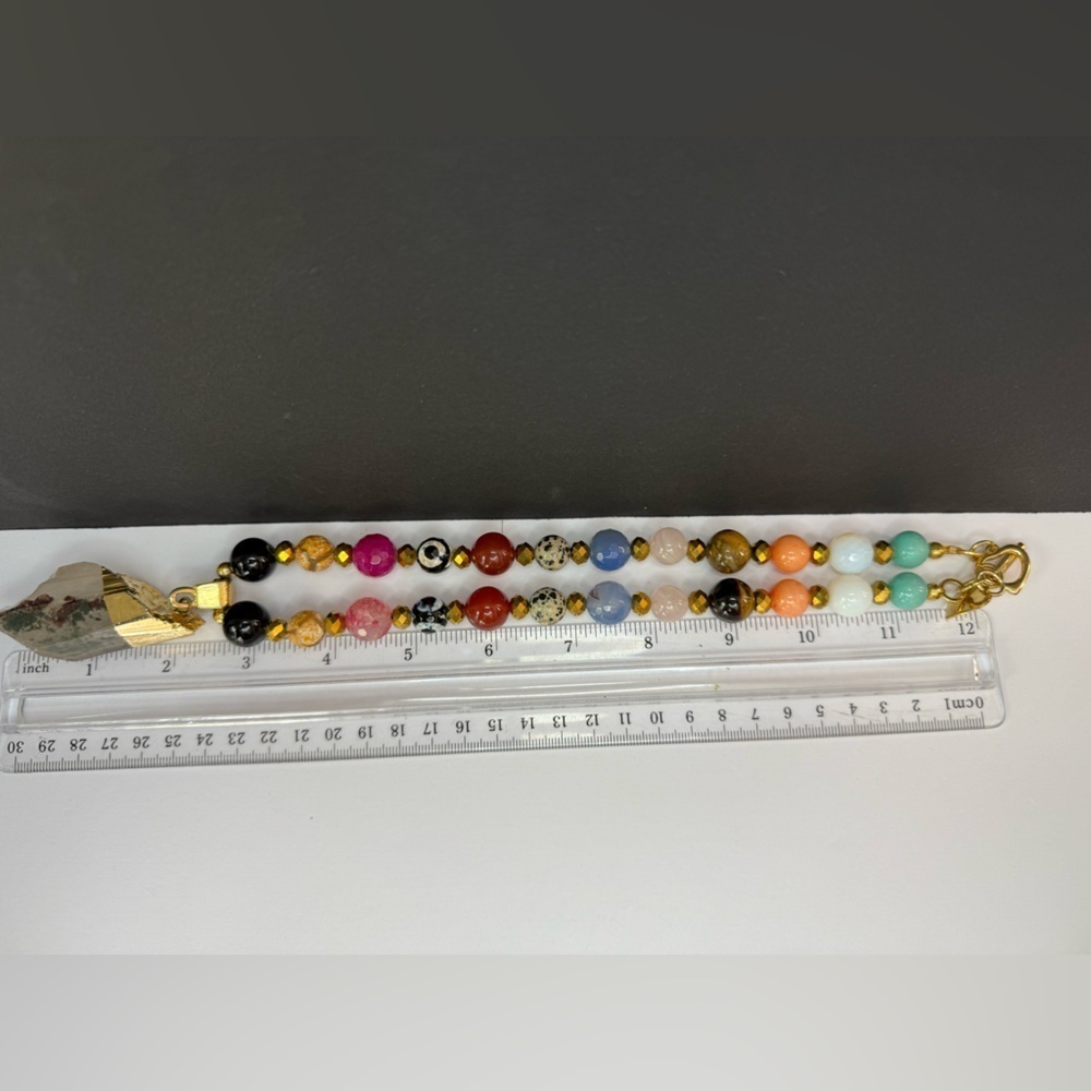 Boho crystal necklace with garden quartz pendant - Picture 8 of 10